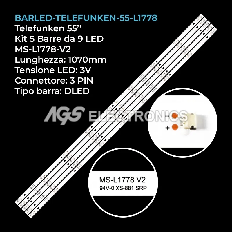 kit 5 barre LED retroilluminazione per Zephir 55 pollici modello ZVS55UHD