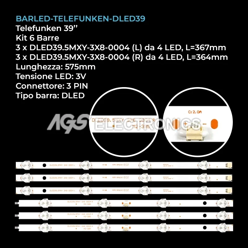 kit 6 barre LED retroilluminazione per Bravis 39 pollici modello LE40DF5502