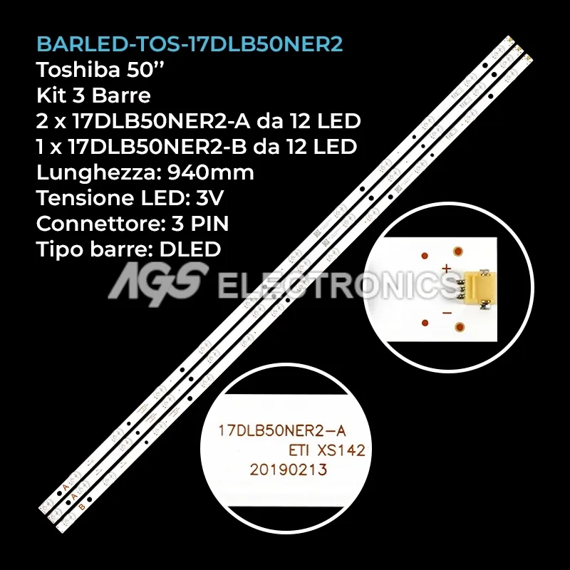 kit 3 barre LED retroilluminazione per Vestel 50 pollici pannello VES500QNDPN2N44