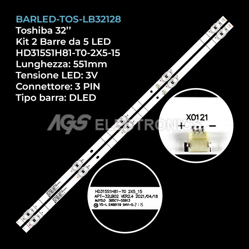 kit 2 barre LED retroilluminazione per Ericsson 32 pollici modello 32LEK83T2