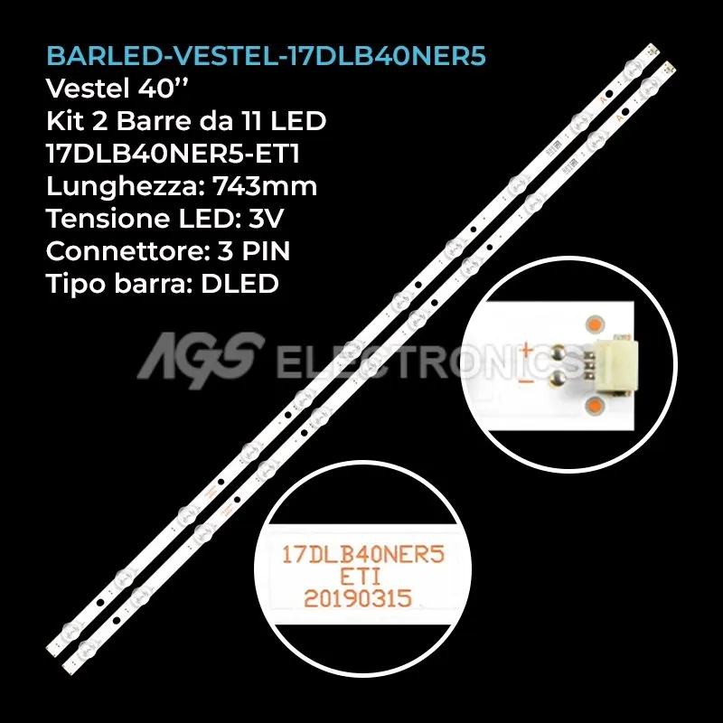 kit 2 barre LED retroilluminazione per Polaroid 40 pollici modello P4FPA0119A