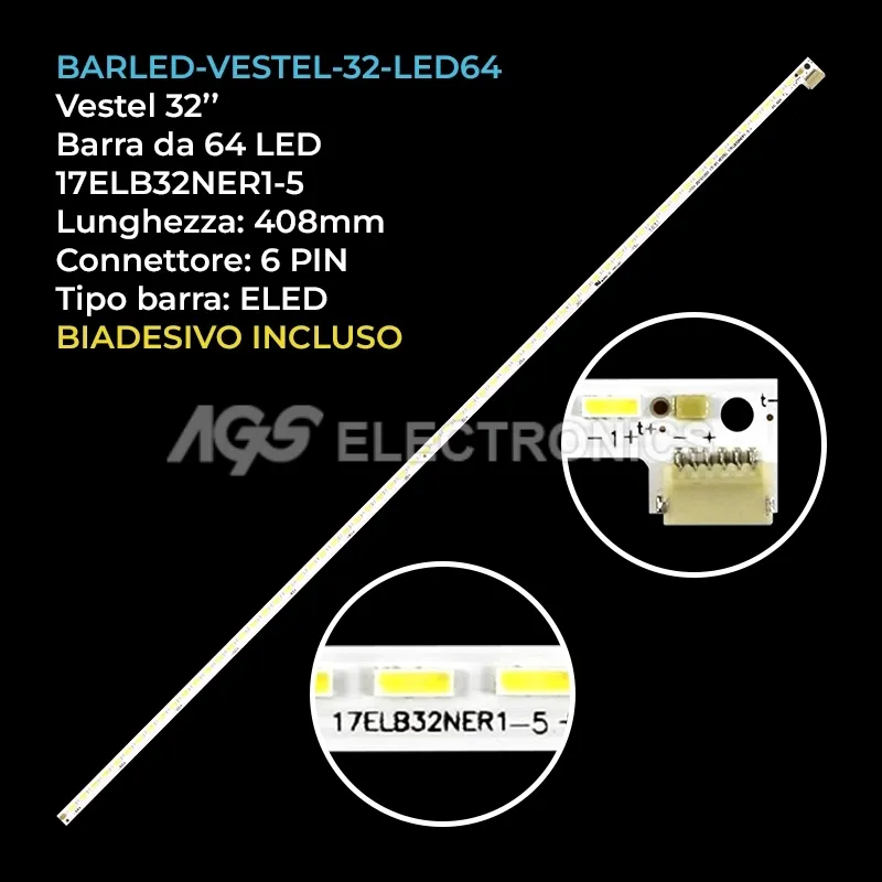 kit 1 barre LED retroilluminazione per Vestel 32 pollici modello 32FA7100
