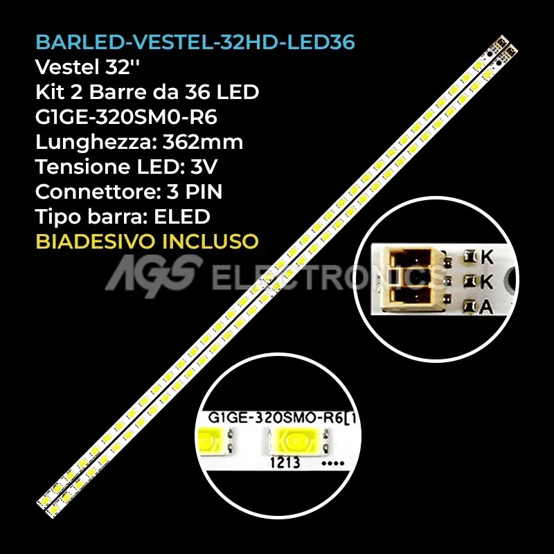 kit 2 barre LED retroilluminazione per Finlux 32 pollici modello 32F6030T