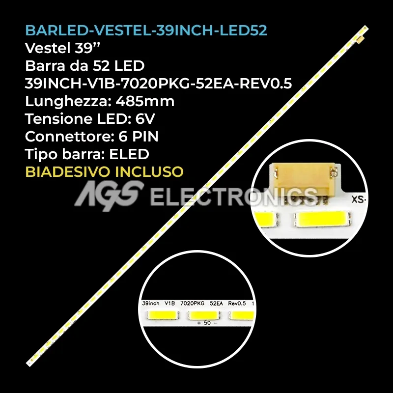 kit 1 barre LED retroilluminazione per Vestel 39 pollici modello 39FA5000