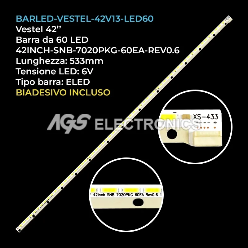 kit 1 barre LED retroilluminazione per Sharp 42 pollici modello LC42LE760E