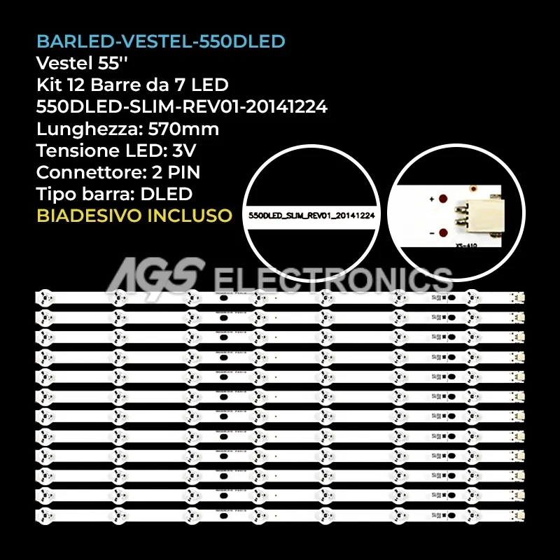 kit 12 barre LED retroilluminazione per Vestel 55 pollici modello 55UB8600