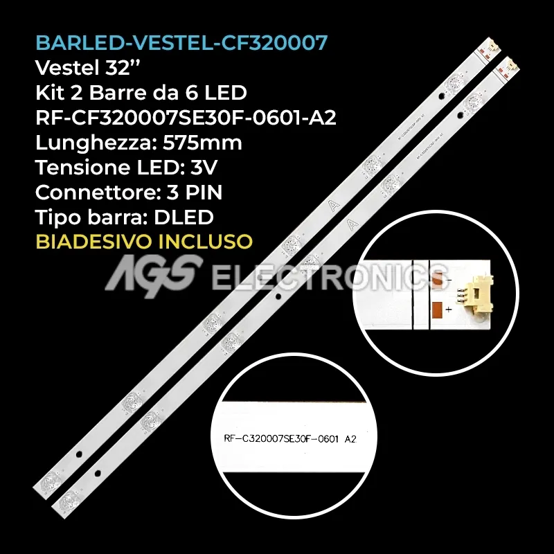 kit 2 barre LED retroilluminazione per Hitachi 32 pollici modello 32HAK4258