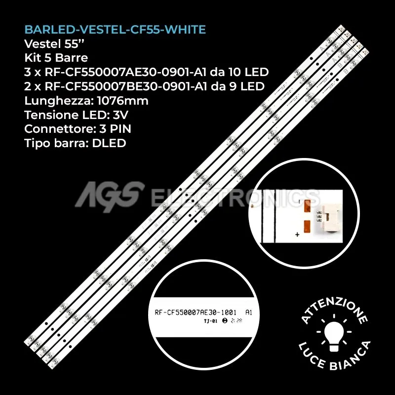 kit 5 barre LED retroilluminazione per Panasonic 55 pollici modello TX55HX700E