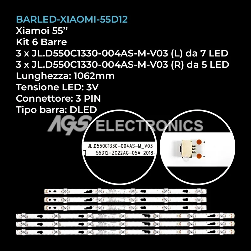 kit 6 barre LED retroilluminazione per Panasonic 55 pollici modello TH55FS435Q