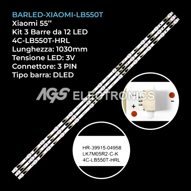 kit 3 barre LED retroilluminazione per Philips 55 pollici modello 55PFL6775F8