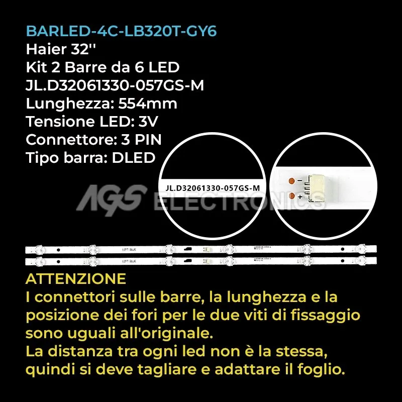 kit 2 barre LED retroilluminazione per Thomson 32 pollici modello 32HC3101