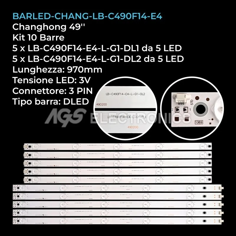 kit 10 barre LED retroilluminazione per Hitachi 49 pollici modello LE49A509