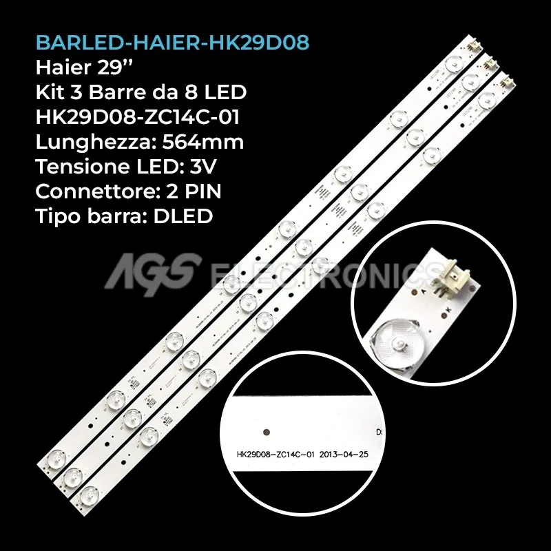 kit 3 barre LED retroilluminazione per Haier 29 pollici modello LE29G690C