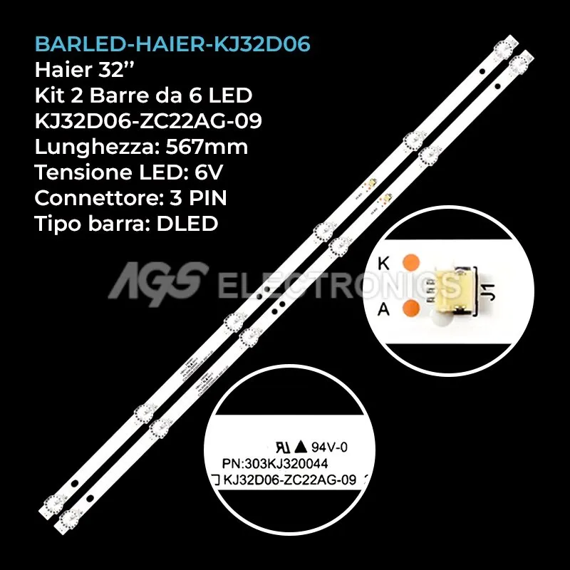 kit 2 barre LED retroilluminazione per Mystery 32 pollici modello MTV3231LTA2
