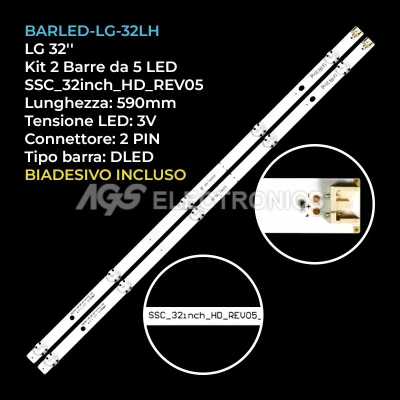 kit 2 barre LED retroilluminazione per LG 32 pollici modello 32LH565BNA