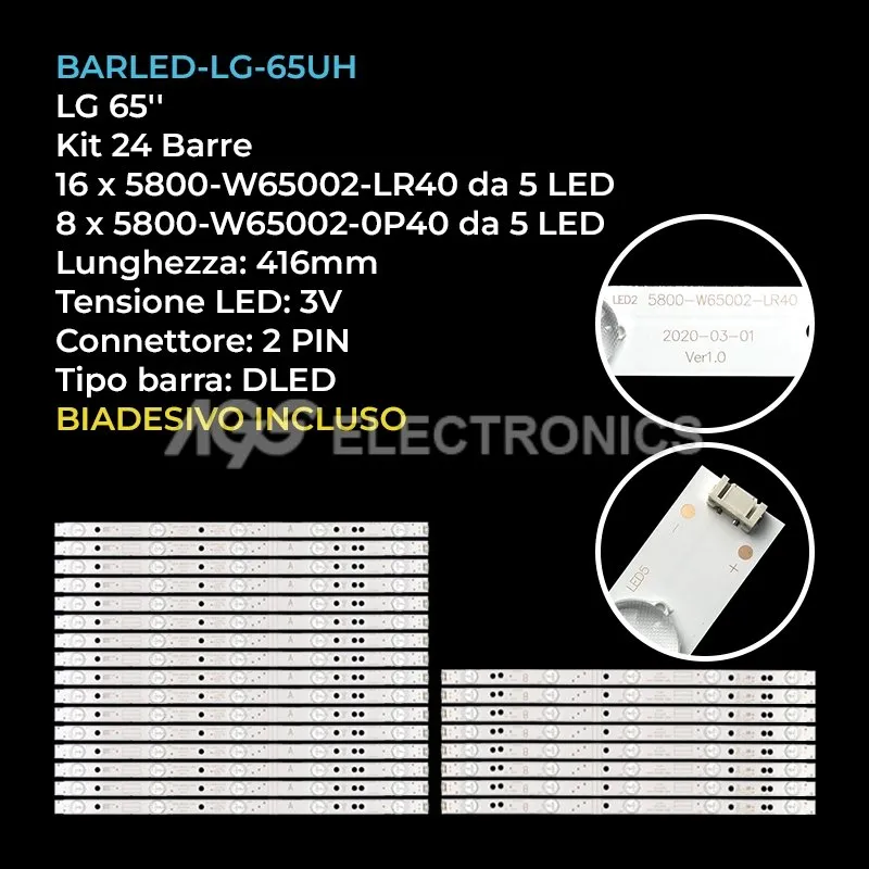 kit 24 barre LED retroilluminazione per Skyworth 65 pollici modello 65E3500