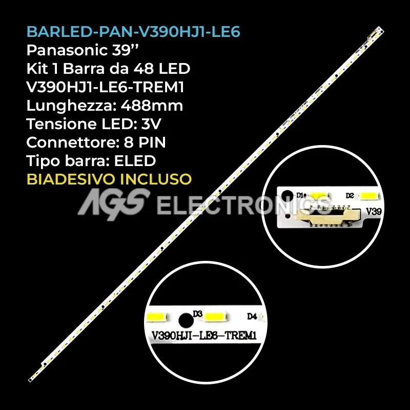 kit 1 barre LED retroilluminazione per Panasonic 39 pollici modello TX39A400E