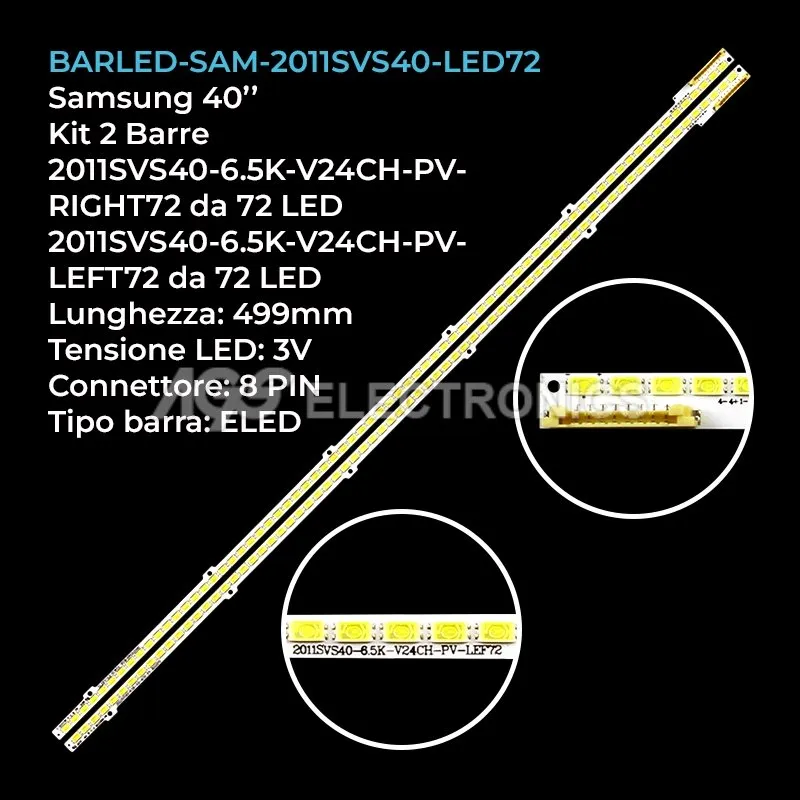 kit 2 barre LED retroilluminazione per Samsung 40 pollici modello UE40D6530WSXZF