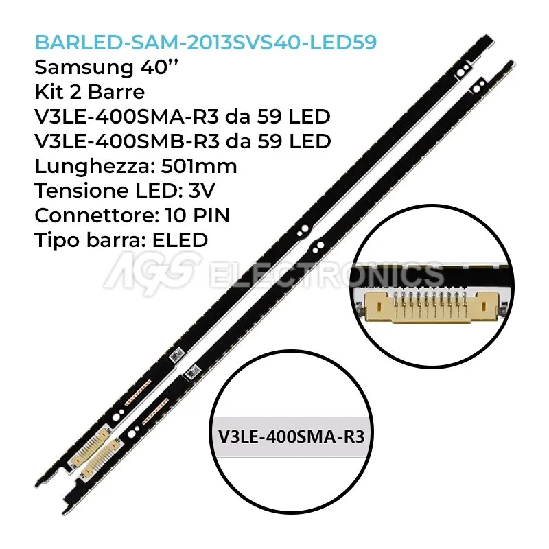 kit 2 barre LED retroilluminazione per Samsung 40 pollici modello UA40F7500BLXAB