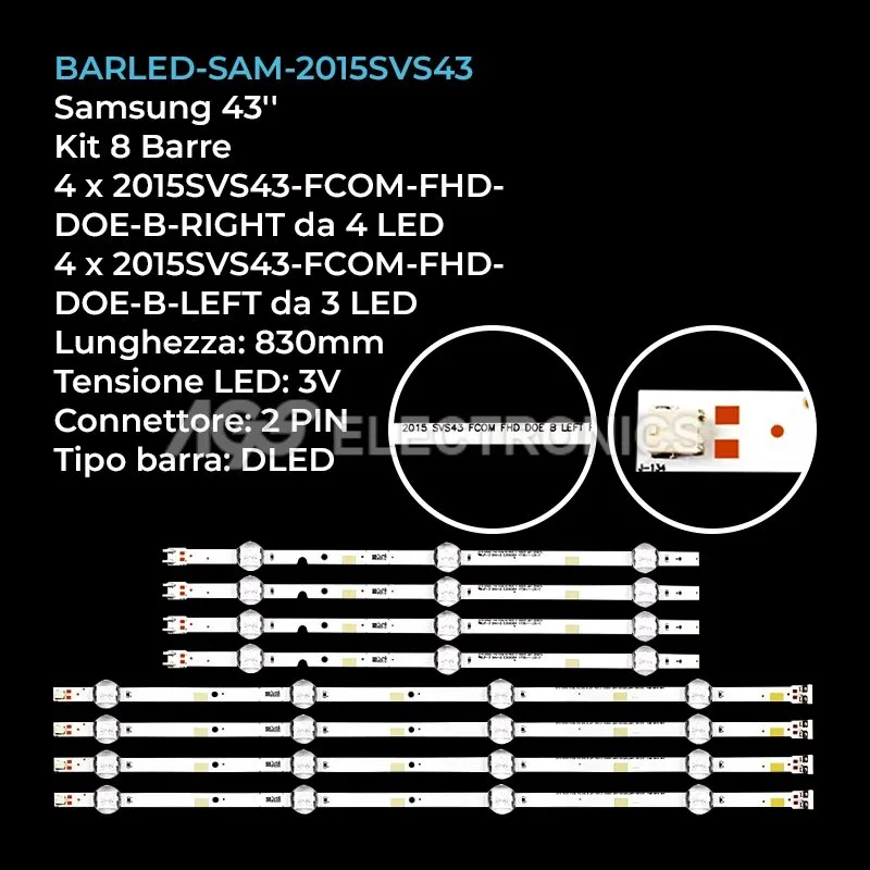 kit 8 barre LED retroilluminazione per Samsung 43 pollici modello UA43J51SW