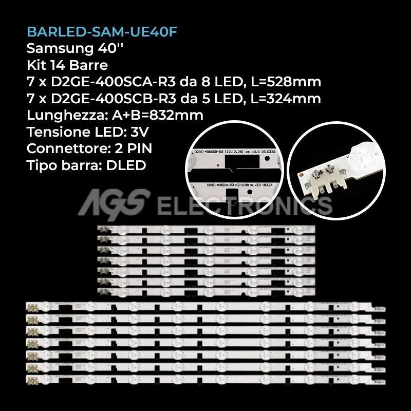 kit 14 barre LED retroilluminazione per Samsung 40 pollici modello UN40F6300AF