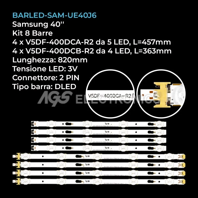 kit 8 barre LED retroilluminazione per Samsung 40 pollici modello UN40J6500AFXZX
