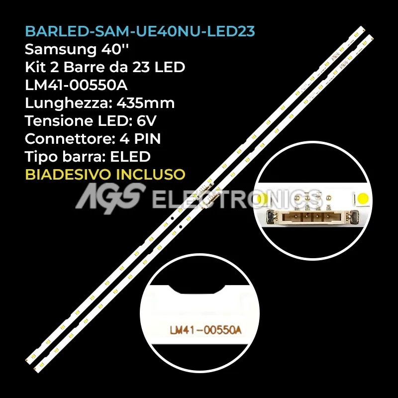 kit 2 barre LED retroilluminazione per Samsung 40 pollici modello UN40NU7100FX