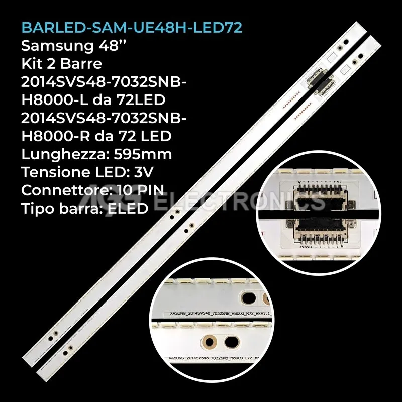 kit 2 barre LED retroilluminazione per Samsung 48 pollici modello UE48H6800AWXXN
