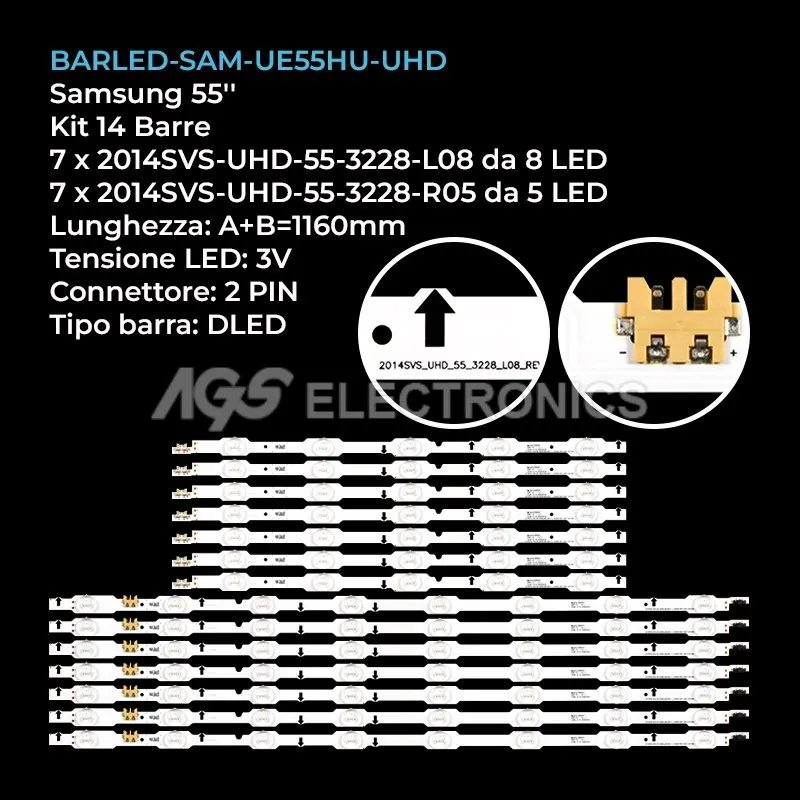 kit 14 barre LED retroilluminazione per Samsung 55 pollici modello UN55HU7000KXZL