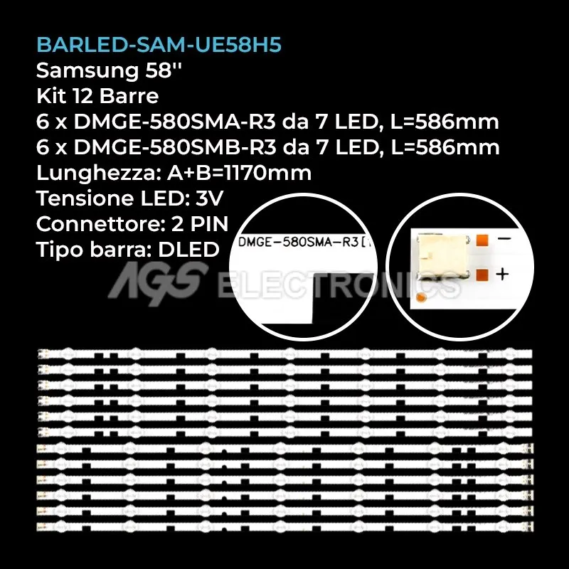 kit 12 barre LED retroilluminazione per Samsung 58 pollici modello UN58J5190BFXZA