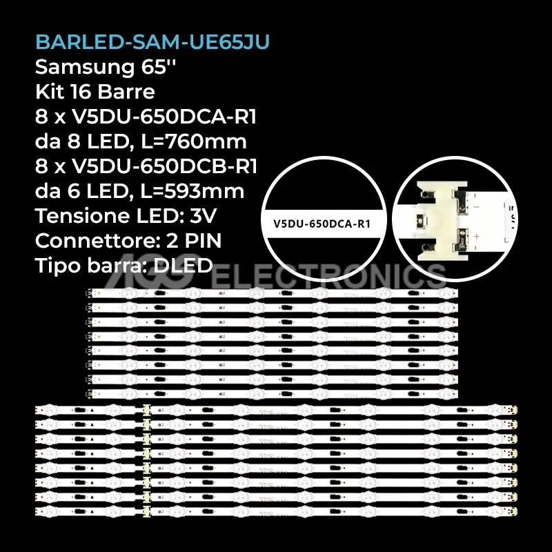 kit 16 barre LED retroilluminazione per Samsung 65 pollici modello UE65KU6100WXXN