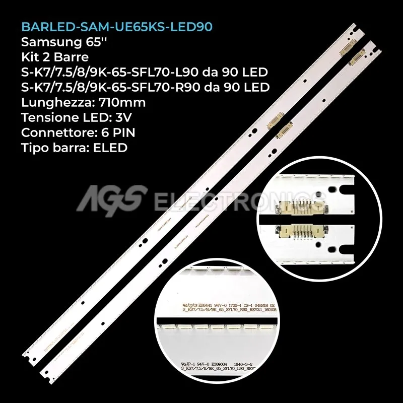 kit 2 barre LED retroilluminazione per Samsung 65 pollici modello UN65KS950DFXZA