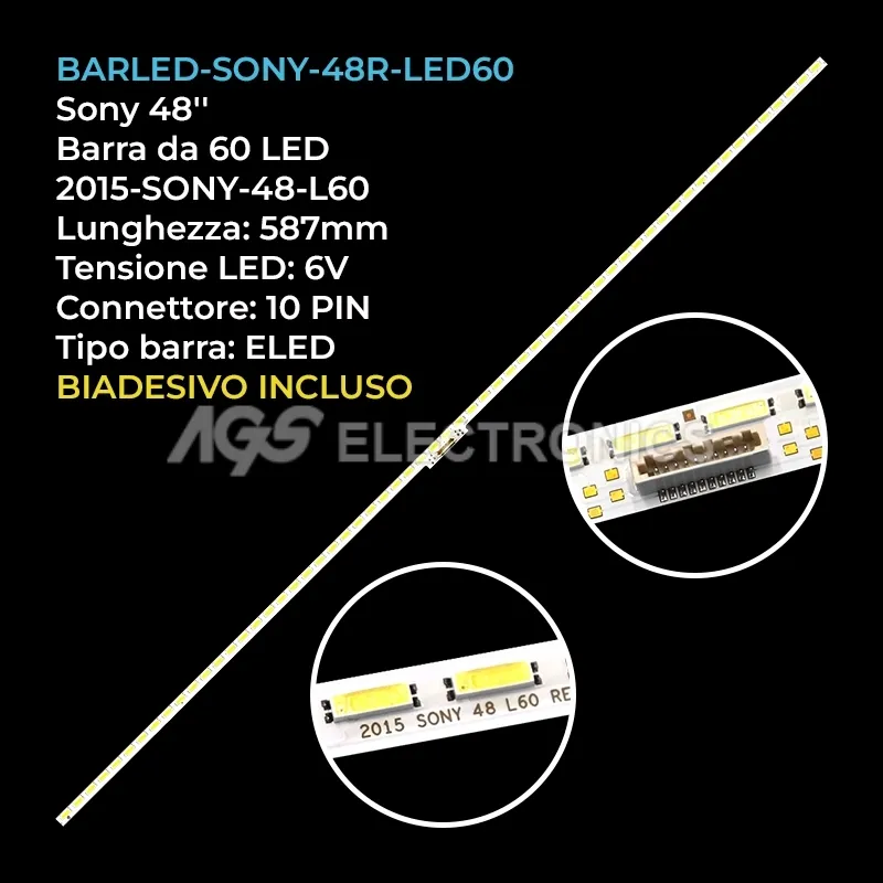 kit 1 barre LED retroilluminazione per Sony 48 pollici modello KDL48R510C