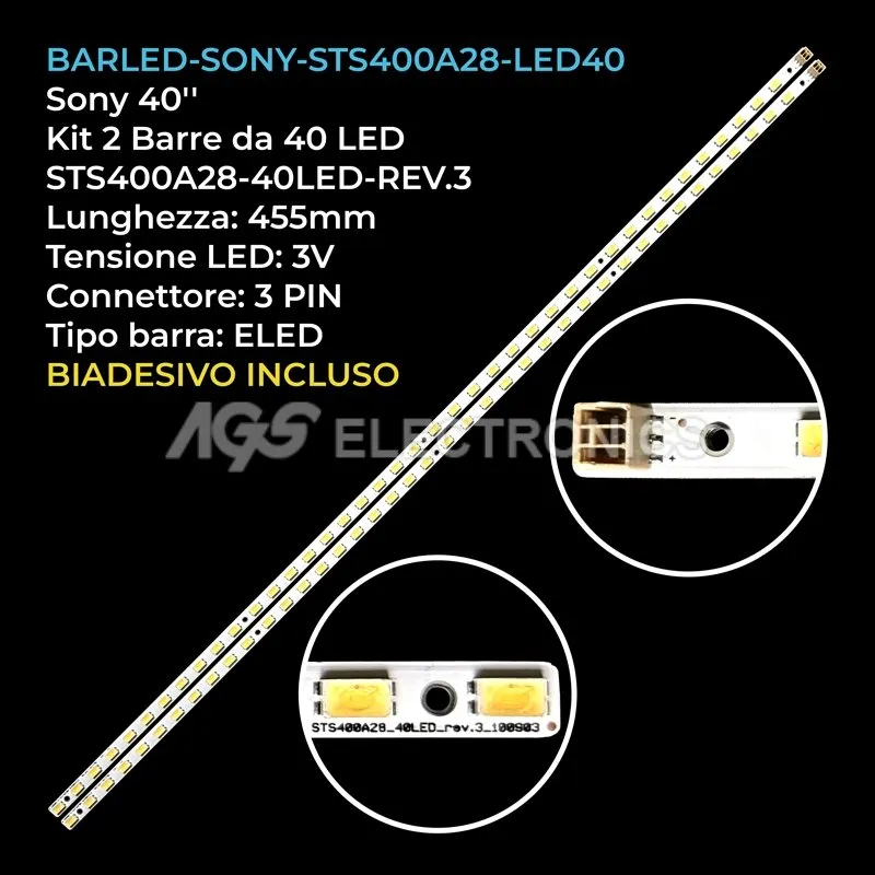kit 2 barre LED retroilluminazione per Sony 40 pollici modello KDL40NX720