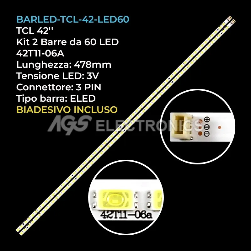 kit 2 barre LED retroilluminazione per Ericsson 42 pollici modello 42LEK14