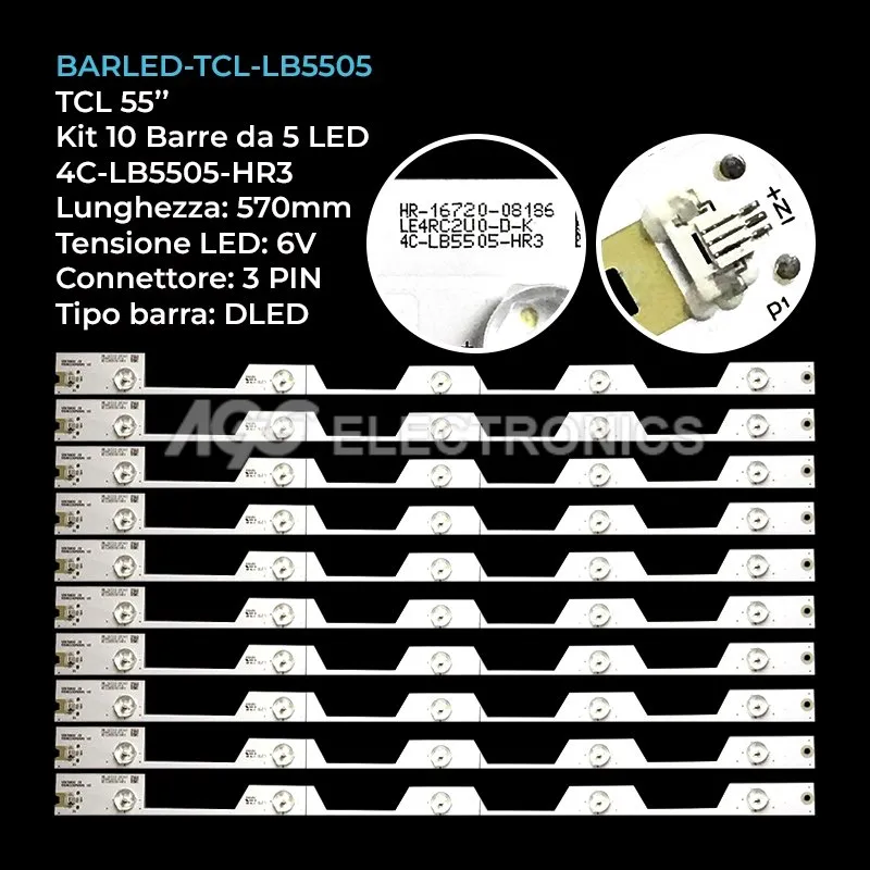 kit 10 barre LED retroilluminazione per TCL 55 pollici modello B55A658U
