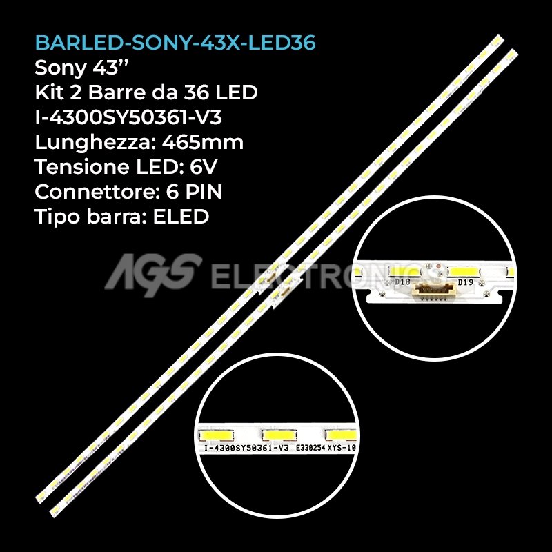 BARLED-SONY-43X-LED36